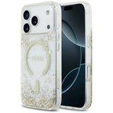 Husa de protectie Guess Resin Bottom Glitter MagSafe compatibil cu iPhone 18 Pro Max / iPhone 17 Pro Max, Auriu