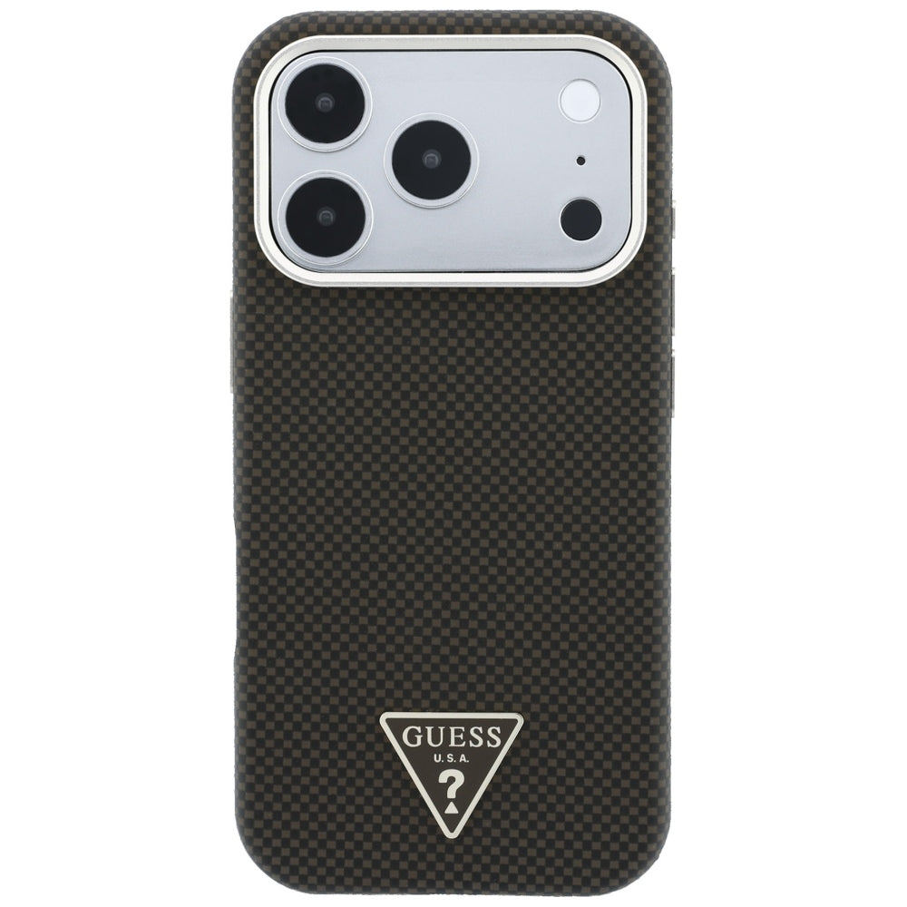 Husa de protectie Guess Kevlar Triangle Logo compatibil cu iPhone 18 Pro Max / iPhone 17 Pro Max, Maro
