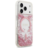 Husa de protectie Guess Resin Bottom Glitter MagSafe compatibil cu iPhone 18 Pro / iPhone 17 Pro, Roz