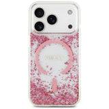 Husa de protectie Guess Resin Bottom Glitter MagSafe compatibil cu iPhone 18 Pro / iPhone 17 Pro, Roz