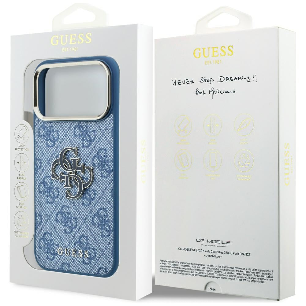 Husa de protectie Guess Hardcase 4G compatibil cu iPhone 18 Pro Max / iPhone 17 Pro Max, Albastru
