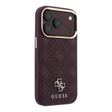 Husa de protectie Guess Peony 4G compatibil cu iPhone 18 Pro / iPhone 17 Pro, Bordo