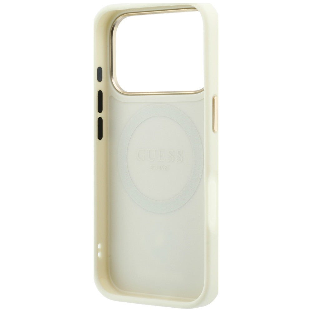 Husa de protectie Guess Peony 4G compatibil cu iPhone 18 Pro / iPhone 17 Pro, Bej