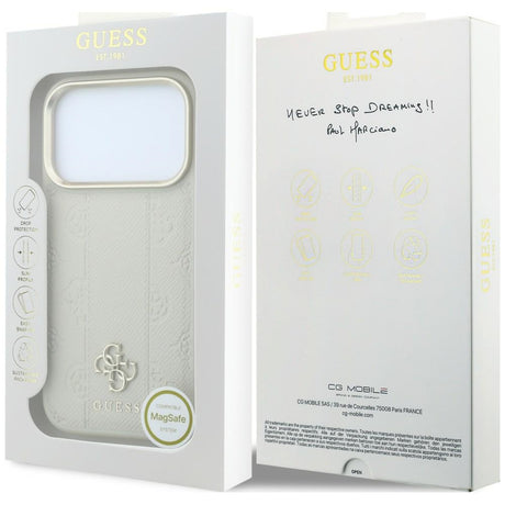 Husa de protectie Guess Peony 4G compatibil cu iPhone 17 Pro Max / iPhone 18 Pro Max, Bej