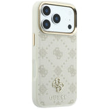 Husa de protectie Guess Peony 4G compatibil cu iPhone 17 Pro Max / iPhone 18 Pro Max, Bej