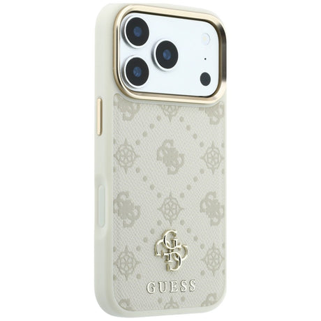 Husa de protectie Guess Peony 4G compatibil cu iPhone 17 Pro Max / iPhone 18 Pro Max, Bej