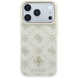 Husa de protectie Guess Peony 4G compatibil cu iPhone 17 Pro Max / iPhone 18 Pro Max, Bej