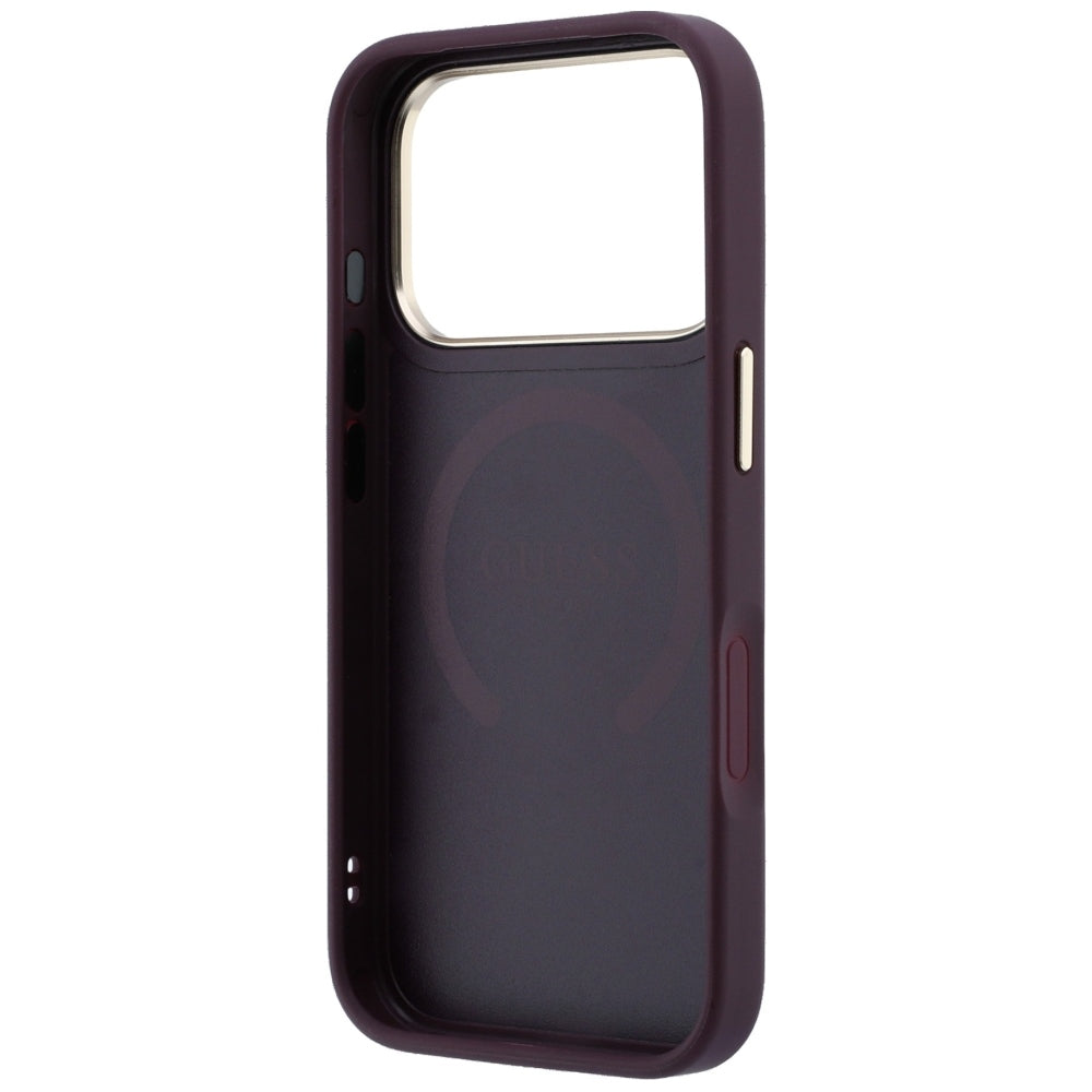 Husa de protectie Guess Saffiano Peony & Ring compatibil cu iPhone 18 Pro / iPhone 17 Pro, Bordo