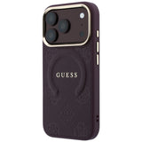 Husa de protectie Guess Saffiano Peony & Ring compatibil cu iPhone 18 Pro Max / iPhone 17 Pro Max, Bordo