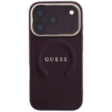 Husa de protectie Guess Saffiano Peony & Ring compatibil cu iPhone 18 Pro Max / iPhone 17 Pro Max, Bordo