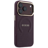 Husa de protectie Guess Saffiano Peony & Ring compatibil cu iPhone 18 Pro Max / iPhone 17 Pro Max, Bordo