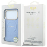 Husa de protectie Guess Saffiano Peony & Ring compatibil cu iPhone 18 Pro / iPhone 17 Pro, Albastru