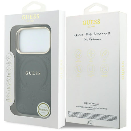 Husa de protectie Guess Saffiano Peony & Ring compatibil cu iPhone 18 Pro / iPhone 17 Pro, Negru