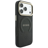 Husa de protectie Guess Saffiano Peony & Ring compatibil cu iPhone 18 Pro / iPhone 17 Pro, Negru