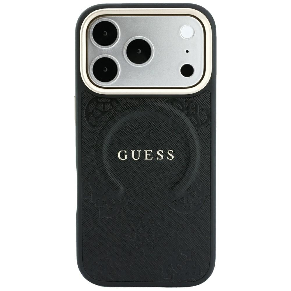 Husa de protectie Guess Saffiano Peony & Ring compatibil cu iPhone 18 Pro / iPhone 17 Pro, Negru