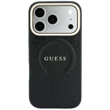Husa de protectie Guess Saffiano Peony & Ring compatibil cu iPhone 18 Pro / iPhone 17 Pro, Negru