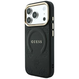 Husa de protectie Guess Saffiano Peony & Ring compatibil cu iPhone 18 Pro Max / iPhone 17 Pro Max, Negru