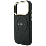 Husa de protectie Guess Saffiano Peony & Ring compatibil cu iPhone 18 Pro Max / iPhone 17 Pro Max, Negru