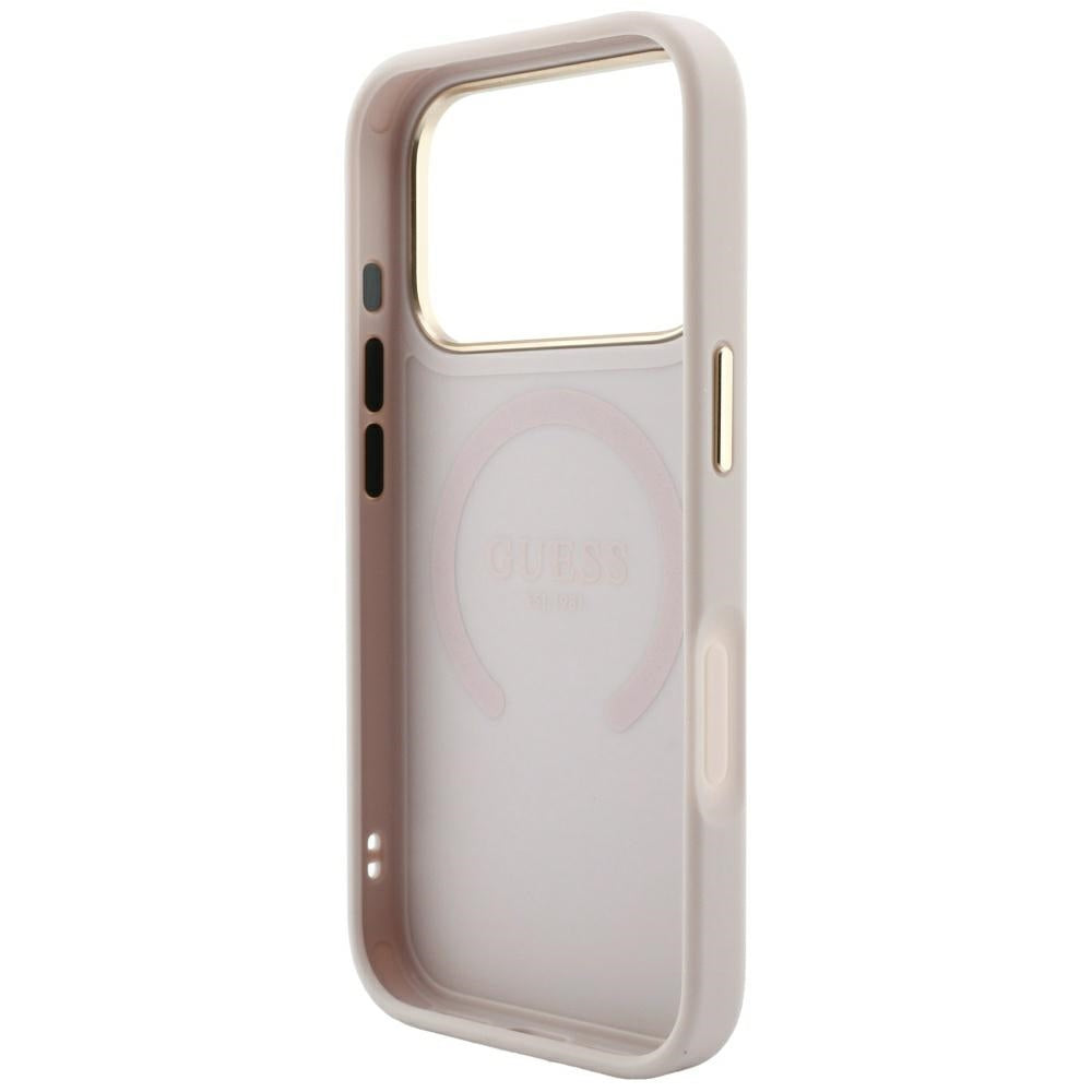 Husa de protectie Guess Saffiano Peony & Ring compatibil cu iPhone 18 Pro / iPhone 17 Pro, Roz