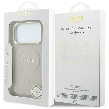 Husa de protectie Guess Saffiano Peony & Ring compatibil cu iPhone 18 Pro / iPhone 17 Pro, Roz