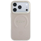 Husa de protectie Guess Saffiano Peony & Ring compatibil cu iPhone 18 Pro Max / iPhone 17 Pro Max, Roz