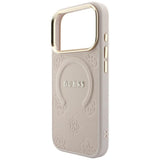 Husa de protectie Guess Saffiano Peony & Ring compatibil cu iPhone 18 Pro Max / iPhone 17 Pro Max, Roz