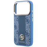 Husa de protectie Guess Leather 4G Stripe compatibil cu iPhone 18 Pro / iPhone 17 Pro, Albastru