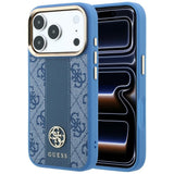Husa de protectie Guess Leather 4G Stripe compatibil cu iPhone 17 Pro Max / iPhone 18 Pro Max, Albastru