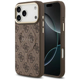 Husa de protectie Guess 4G Embossed Ring compatibil cu iPhone 18 Pro / iPhone 17 Pro, Maro