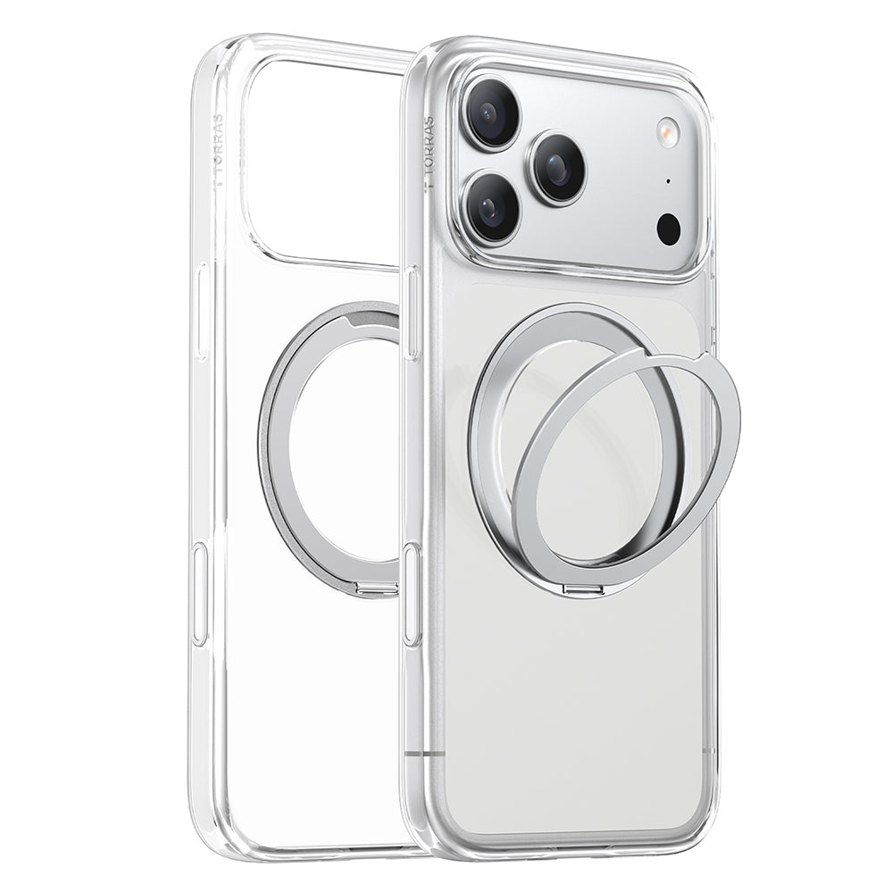 Husa de protectie Torras Ostand O1 Guardian compatibil cu iPhone 17 Pro / iPhone 18 Pro, Transparent