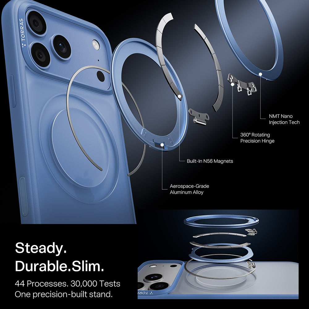 Husa de protectie Torras Ostand O1 Guardian compatibil cu iPhone 18 Pro Max / iPhone 17 Pro Max, Albastru
