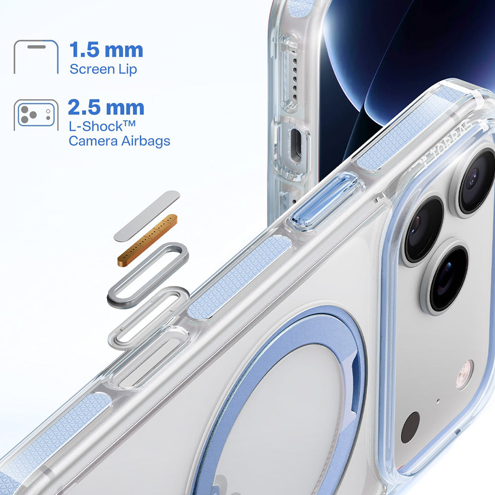 Husa de protectie Torras Ostand O3 Light compatibil cu iPhone 18 Pro Max / iPhone 17 Pro Max, Albastru