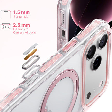Husa de protectie Torras Ostand O3 Light compatibil cu iPhone 17 Pro / iPhone 18 Pro, Roz