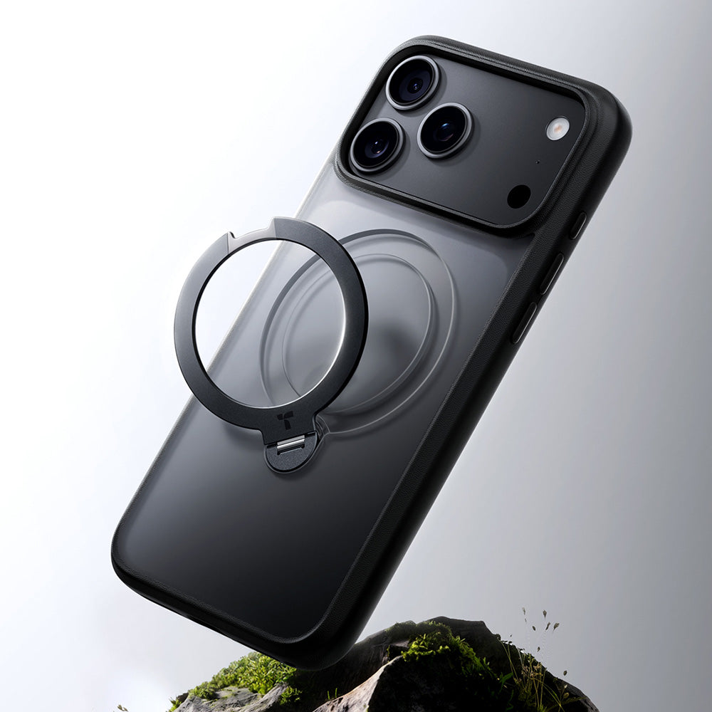 Husa de protectie Torras Ostand Spin Series compatibil cu iPhone 18 Pro / iPhone 17 Pro, Negru