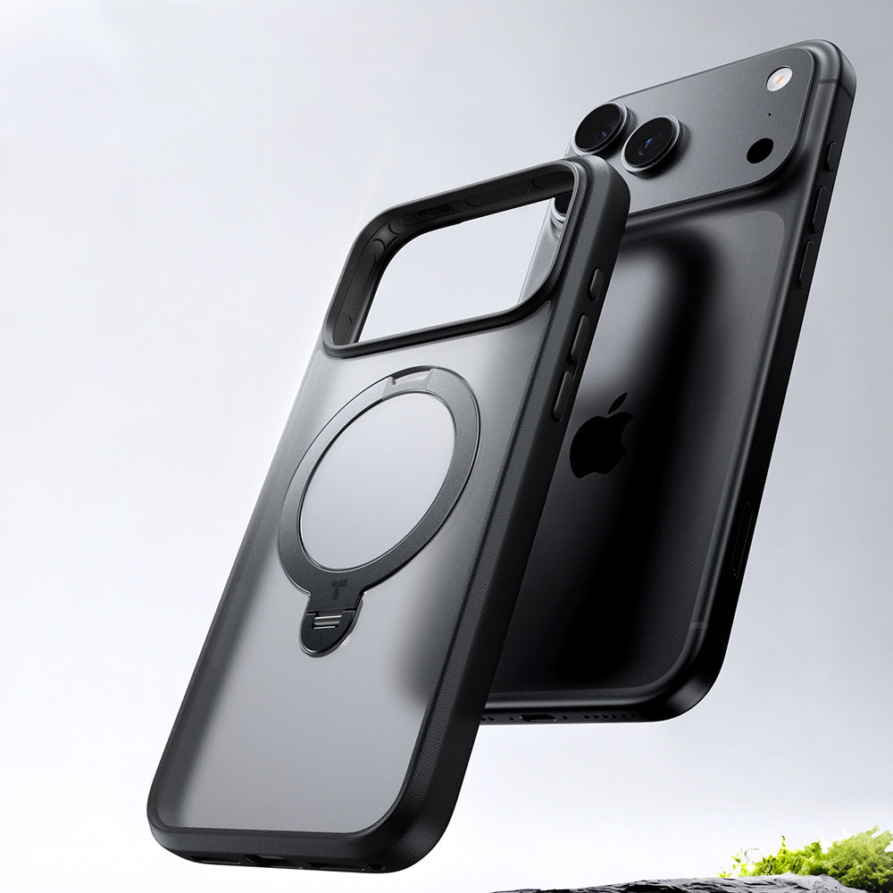 Husa de protectie Torras Ostand Spin Series compatibil cu iPhone 18 Pro Max / iPhone 17 Pro Max, Negru