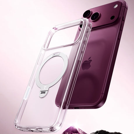 Husa de protectie Torras Ostand Spin Series compatibil cu iPhone 17 Pro / iPhone 18 Pro, Transparent