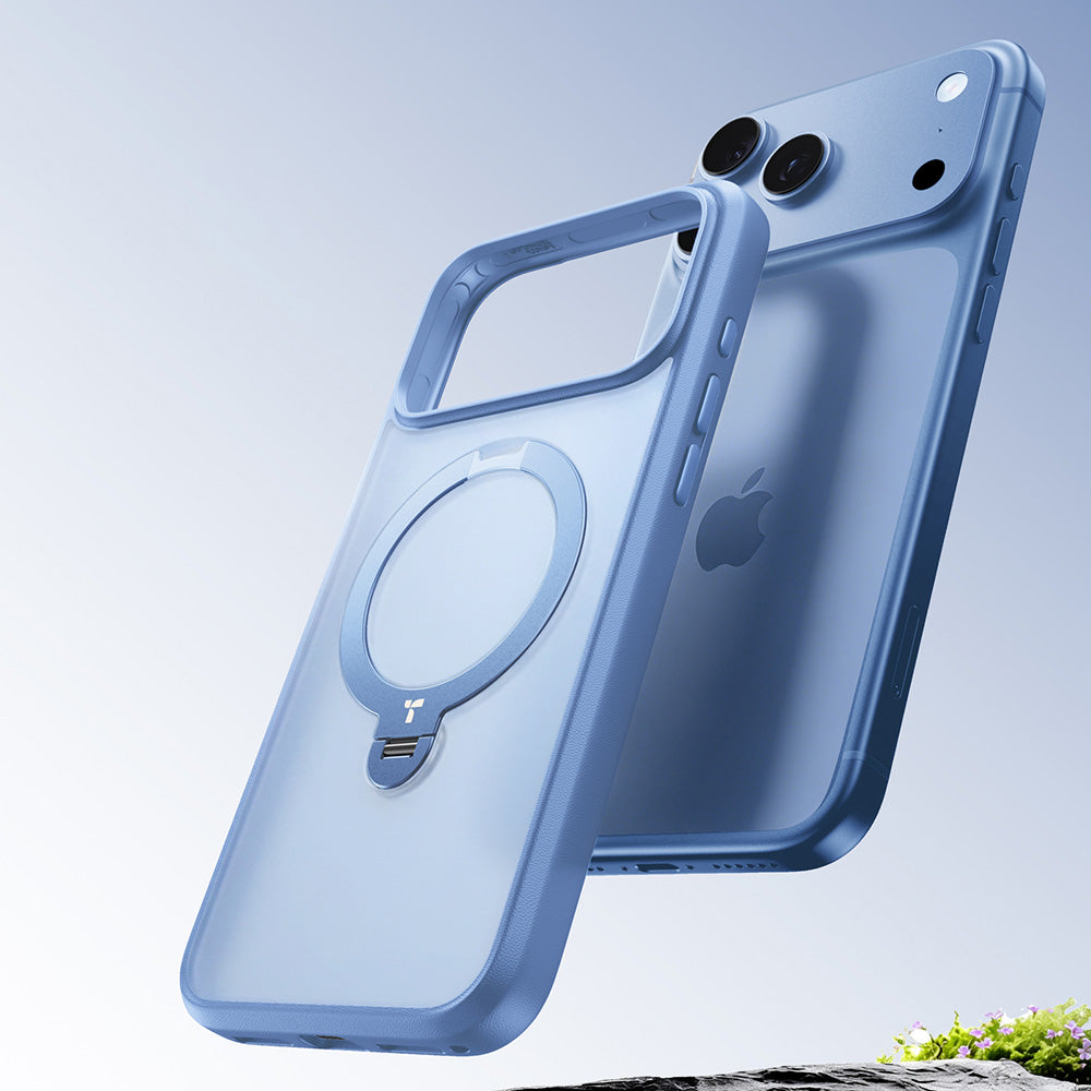 Husa de protectie Torras Ostand Spin Series compatibil cu iPhone 18 Pro / iPhone 17 Pro, Albastru