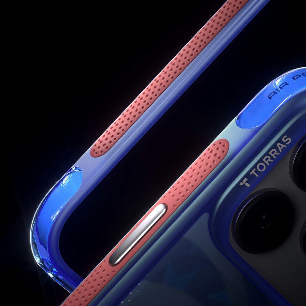 Husa de protectie Torras Ostand Spin Air Football compatibil cu iPhone 17 Pro Max / iPhone 18 Pro Max, Albastru