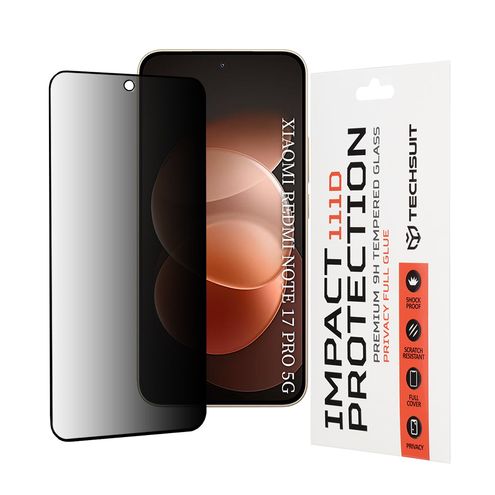 Folie de protectie Techsuit 111D Privacy Full Glue compatibil cu Xiaomi Redmi Note 17 Pro 5G / Redmi Note 17 Pro Max, Negru