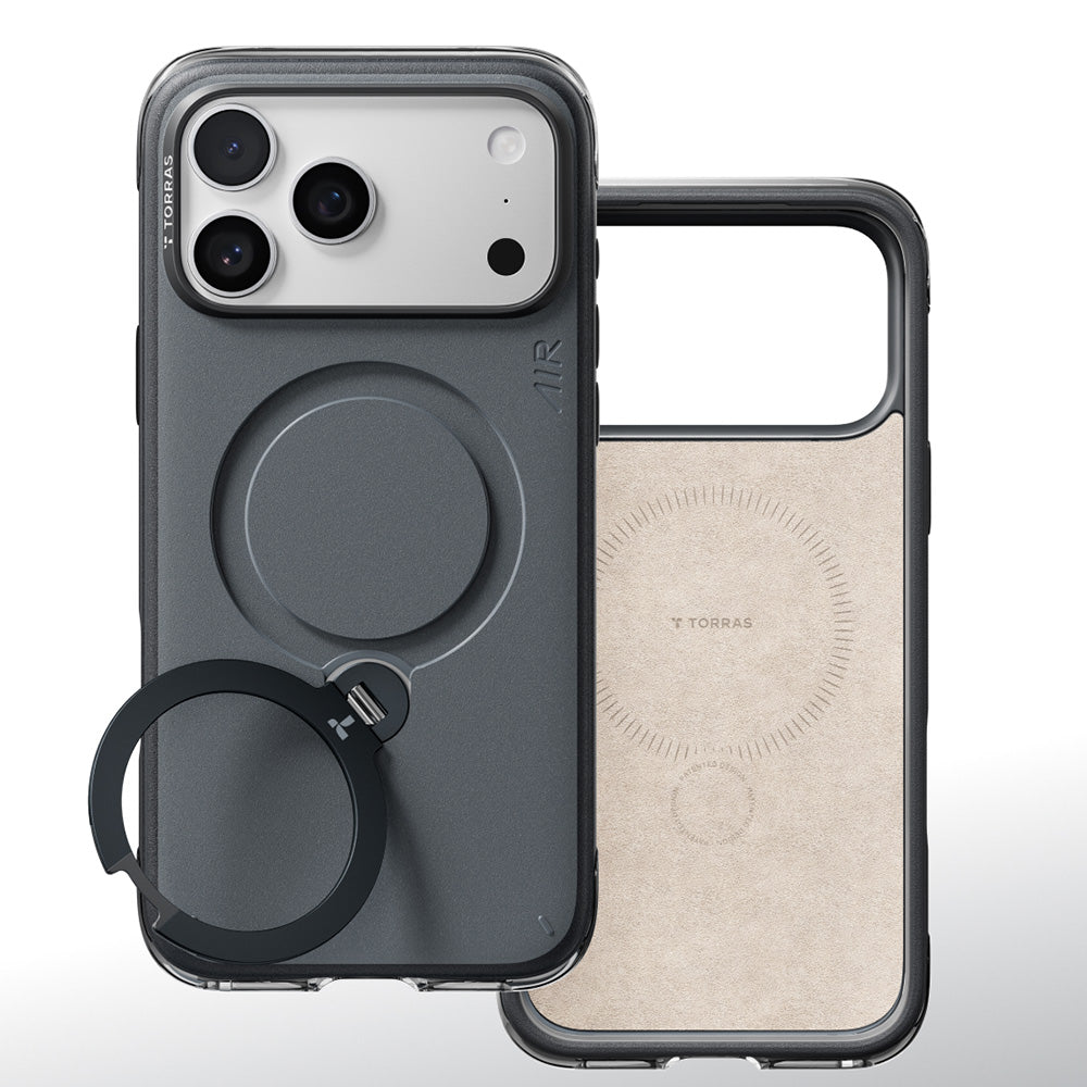 Husa de protectie Torras Ostand Q3 Air Essential compatibil cu iPhone 18 Pro / iPhone 17 Pro, Negru