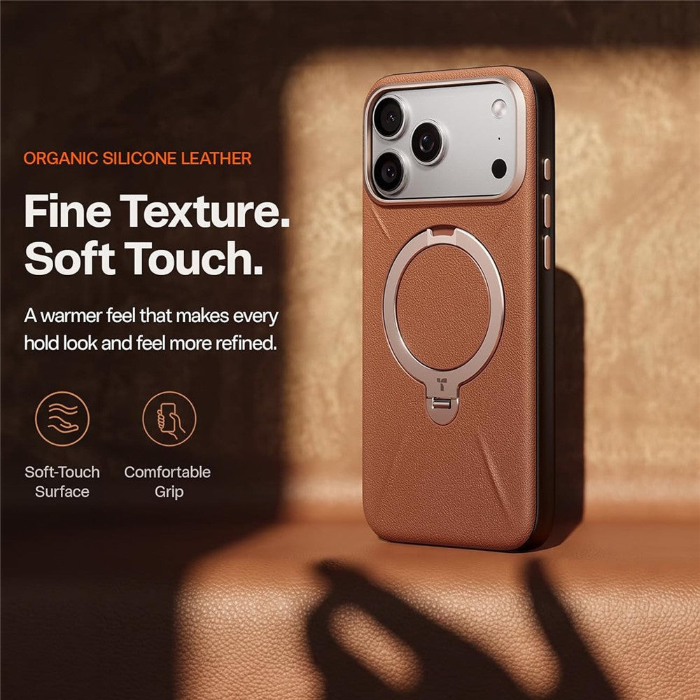 Husa de protectie Torras QPRO Leather Series compatibil cu iPhone 17 Pro / iPhone 18 Pro, Maro