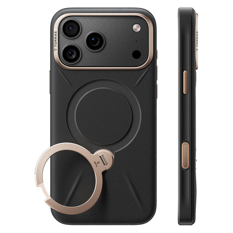 Husa de protectie Torras QPRO Leather Series compatibil cu iPhone 17 Pro / iPhone 18 Pro, Negru