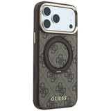 Husa de protectie Guess Ring Stand 360 compatibil cu iPhone 18 Pro / iPhone 17 Pro, Maro
