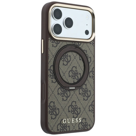 Husa de protectie Guess Ring Stand 360 compatibil cu iPhone 18 Pro / iPhone 17 Pro, Maro