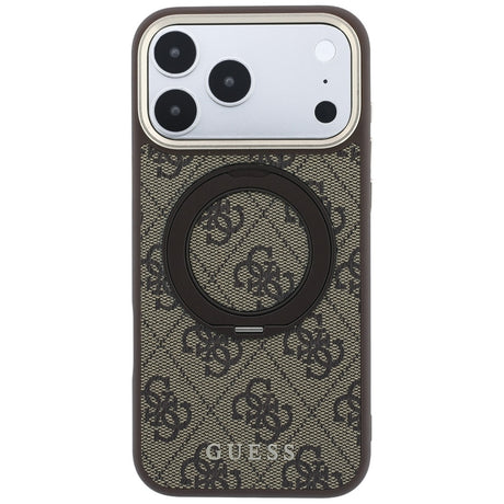 Husa de protectie Guess Ring Stand 360 compatibil cu iPhone 18 Pro / iPhone 17 Pro, Maro