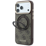 Husa de protectie Guess Ring Stand 360 compatibil cu iPhone 18 Pro / iPhone 17 Pro, Maro
