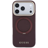 Husa de protectie Guess Grained Ring MagSafe compatibil cu iPhone 17 Pro Max / iPhone 18 Pro Max, Bordo
