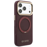 Husa de protectie Guess Grained Ring MagSafe compatibil cu iPhone 17 Pro Max / iPhone 18 Pro Max, Bordo