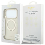 Husa de protectie Guess Grained Ring MagSafe compatibil cu iPhone 17 Pro Max / iPhone 18 Pro Max, Bej