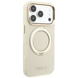 Husa de protectie Guess Grained Ring MagSafe compatibil cu iPhone 17 Pro Max / iPhone 18 Pro Max, Bej